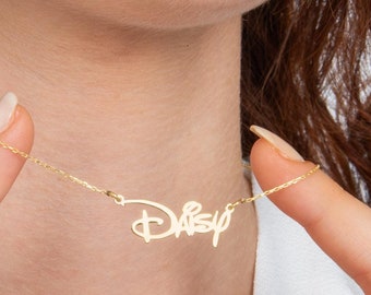 Spersonalizowany naszyjnik z imieniem Disney Font Biżuteria na zamówienie Naszyjnik dla dzieci Prezent na Dzień Matki Srebro próby 925 Prezent urodzinowy dla niej