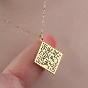 Personalisierte QR-Code-Halskette Benutzerdefinierte Scan-QR-Code-Schmuck 925 Sterlingsilber Geheime Nachricht Muttertagsgeschenk 14K vergoldet