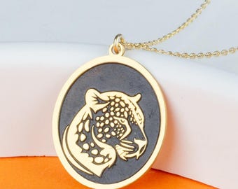 Sterling Silver Leopard Pendant Necklace: Handmade Animal Print Jewelry Christmas Gift