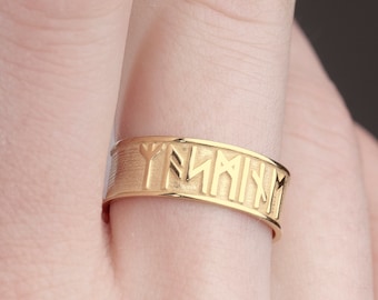Viking Alphabet Ring Personalized Name Ring Secret Message Jewelry Nordic Mythology 925 Sterling Silver Mother Day Gift Signet Ring