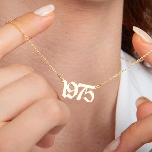 Collana con l&#39;anno personalizzato, collana con l&#39;anno di nascita personalizzato, collana in argento sterling 925 con ciondolo con numero di angelo, regalo per l&#39;anniversario della festa della mamma.