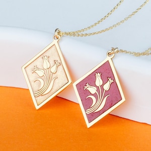 Silver Tulip Necklace  Tiny Silver Jewelry Dainty Flower Necklace 14K Gold Plated Necklace Birthday Gift Handmade Necklace Graduation Gift