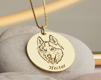 Personalized Pet Portrait Necklace Custom Cat Necklace 925 Sterling Silver Memorial Animal Necklace Personalized Jewelry Birthday Gift