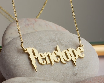 Personalized Necklace Harry P Font Name Necklace 925 Sterling Silver Gift for Potter head Custom Name Necklace Gift Idea Mother Day Day Gift