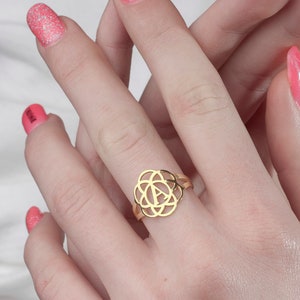 Personalized Flower of Life Letter Ring Custom Letter Ring 925 Sterling Silver Initial Ring Mothers Day Gift Lotus Ring Spiritual Yoga Ring