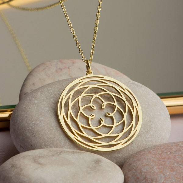 Venus Flower Necklace Yoga Symbol Flower of Life Symbol Lover Necklace 925 Sterling Silver 14K Gold Plated Gift for her Mothers Day Gift