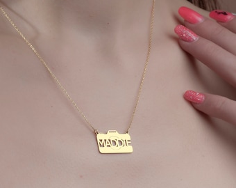 Personalized Camera Name Necklace 925 Sterling Silver Photographer Gift Photographer Jewelry Summer Jewelry Handmade Gift Gift for her