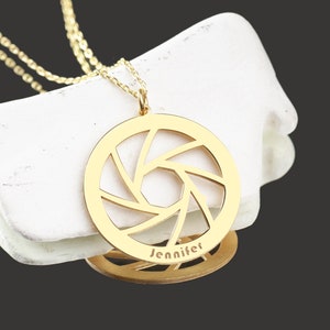 Aperture Necklace Personalized Photographer Necklace Custom Aperture Necklace Camera Jewelry Gift for Photographer 14K Gold Plated Silver