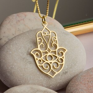 Hamsaketting Hand van Fatima ketting spirituele yoga ketting beschermende talisman Moederdag cadeau voor haar zilveren hamsahanger 14K goud