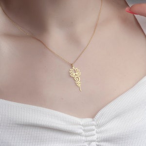 Lotus Unalome Necklace 925 Sterling Silver 14K Gold Plated Spiritual Symbol Yoga Necklace Lotus Flower  Unalome Symbol Mothers Day Gift