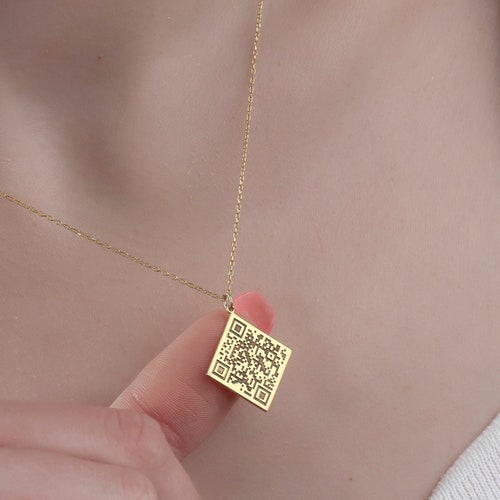 Personalized QR Code Necklace: 925 Sterling Silver, Scannable Secret Message Christmas Gift