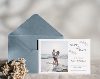 Calendar Wedding Save the Date Postcard Digital Download in Canva