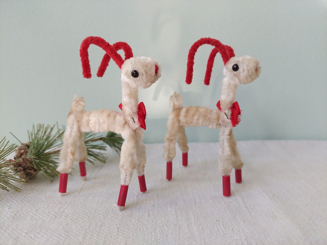 Two Vintage Chenille Stem and Pipe Cleaner Goats. Japan. Etsy