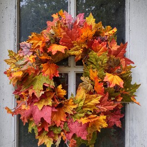 Fall Front Door Wreath Fall Leaf Wreath Maple Wreath Front Door Wreath Autumn wreath Fall Wreath Entryway Wreath Approx. 24&quot; Diameter