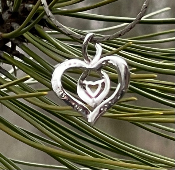 Sterling Silver Heart with Tiny Opal Doublet Hear… - image 2