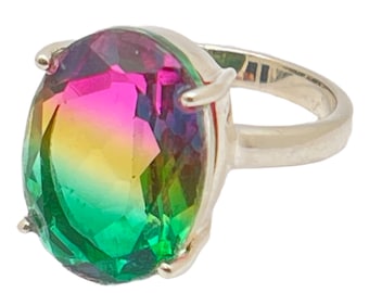 Bright Rainbow Sterling Silver Ring