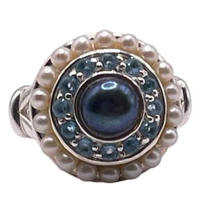 Pearls & Spinel Sterling Ring