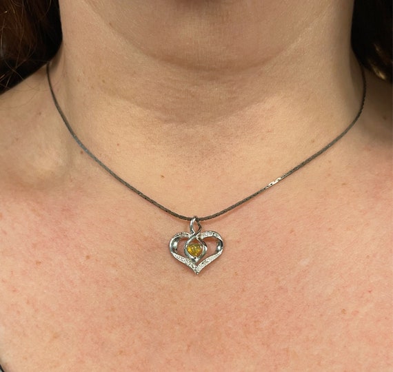 Sterling Silver Heart with Tiny Opal Doublet Hear… - image 5