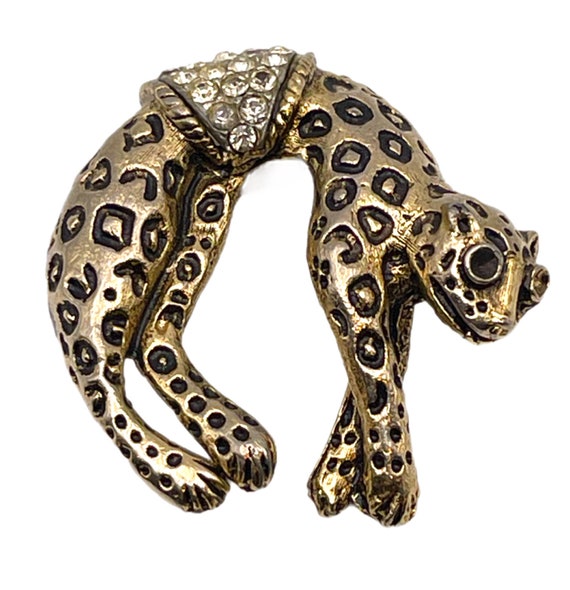 Leopard Rhinestone Brooch - image 1