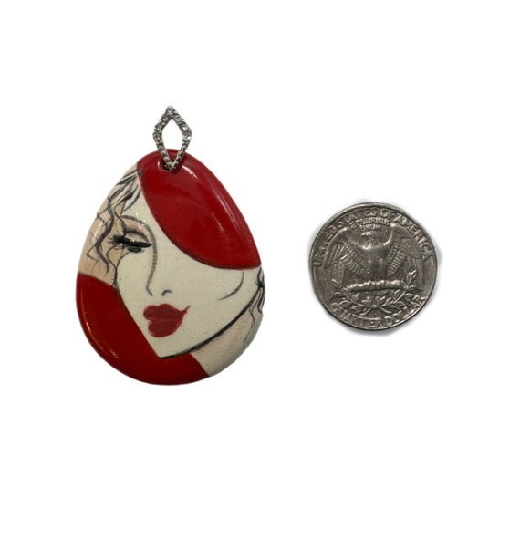 Red Hat Lady Rhinestone Pendant