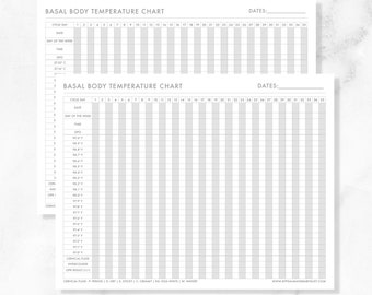 Basal Body Temperature Chart / BBT Chart in Fahrenheit & Celsius | Digital Printable | Minimalist Design in Light Gray
