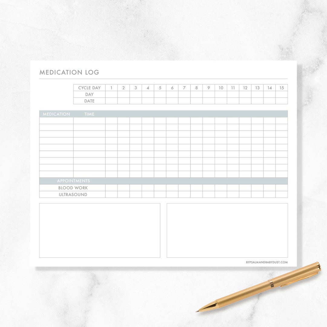 Medication & Appointments Log | Stimulation Monitoring | IVF / IUI ...