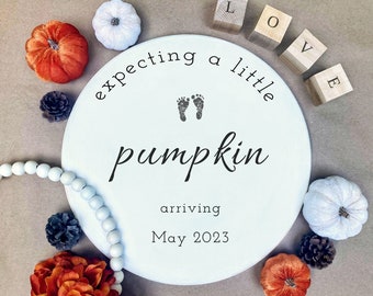 Pregnancy announcement | gender neutral | social media baby reveal template | digital pregnancy reveal | fall pumpkin baby announcement