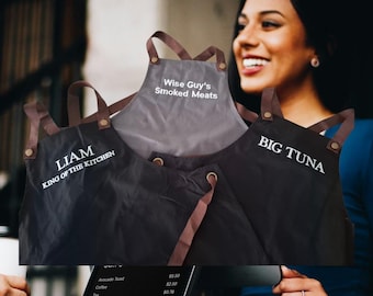 Custom Embroidered Apron, Kitchen, Personalized, Cooking, BBQ, Anniversary, Friend, Cafe Staff,Head Chef,Grilling,mothers Day, Dad,gift