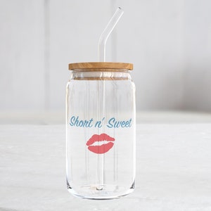 Short n&#39; Sweet Libbey Glass | Sabrina Carpenter Cup | Reusable Cup | Sabrina Short n&#39; Sweet Cup | 16oz Libbey Glass