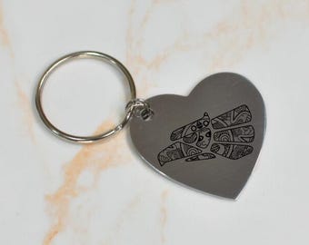 Adler Herz Schlüsselanhänger | Lasergravierte Edelstahl Schlüsselbänder | Mexiko Geschenk | Vaterländischer Schlüsselanhänger | Kundenspezifisches Geschenk