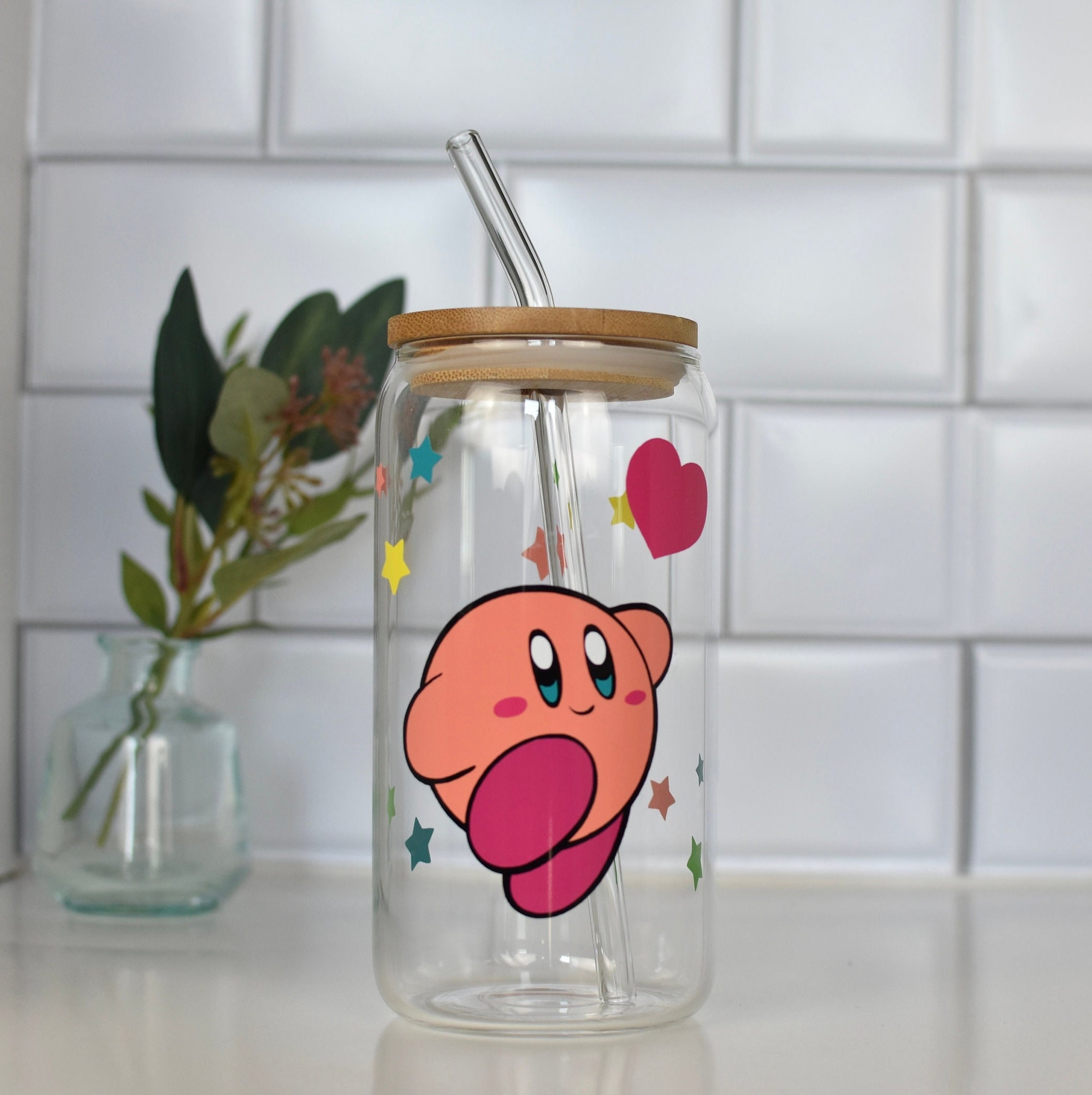 Anime Stars Kirby Cartoon Cute Glass Cup Kawaii INS Style Creative