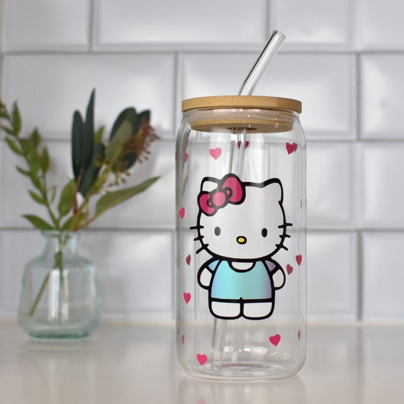 Hello Kitty Glass Cup Hello Kitty Reusable Cup Hello Kitty Glass Can Hello  Kitty Libbey Glass Cup Iced Coffee Cup 16oz Reusable Cup 