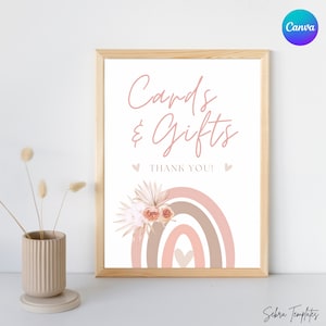 Boho Rainbow First Birthday, Cards and Gifts Sign, Boho Rainbow Party, Gifts Table Sign, Boho Baby Shower, V1