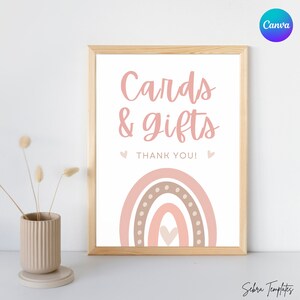 Boho Rainbow First Birthday, Cards and Gifts Sign, Boho Rainbow Party, Gifts Table Sign, Boho Baby Shower, V2