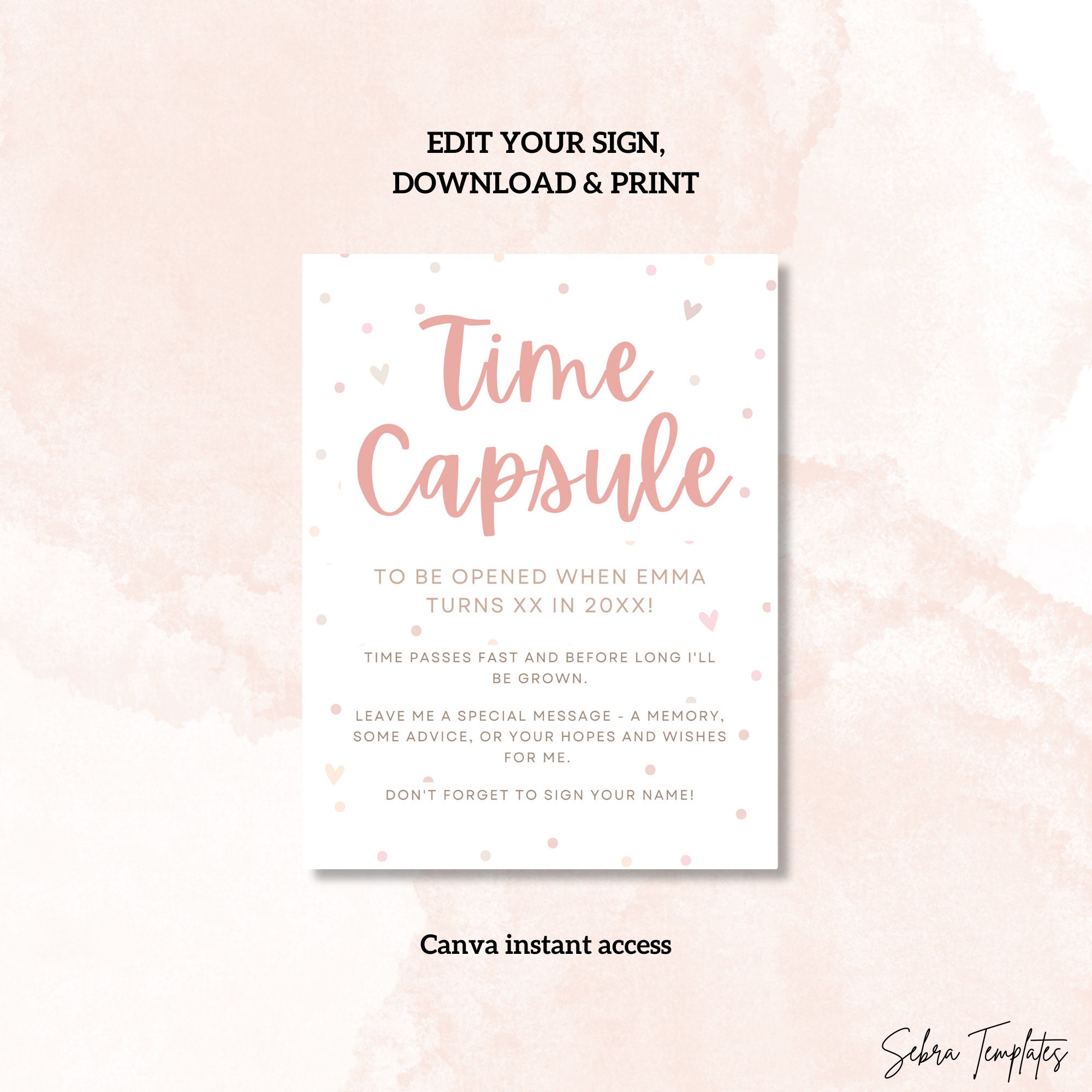 Time Capsule Sign, Boho First Birthday, Time Capsule Cards, 1st ...