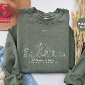 A Thrill Of Hope The Weary World Rejoices Sweatshirt Gift For Christians, Jesus Is The Reason Shirt, Religious Christmas Sweatshirt