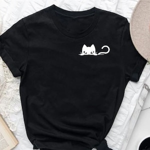 Cat Pocket Shirt, Cat Shirt, Cat Lover Shirt, Pocket Cat Tshirt, Gift for Cat Mom, Kitty in Pocket Tee, Shirt for Cats Lover, Cat Mom Shirt