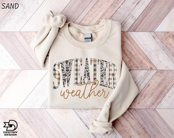 Sweater Weather Sweatshirt, Cozy Season Sweater, Fall Vibes Shirt, Retro Fall Tee, Women's Fall T-Shirt, Cozy Sweater Weather Tee