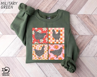 Chicken Sweatshirt, Farm Life Apparel, Chicken Lover Gift, Animal Lover Sweatshirt, Chicken Lady Shirt, Boho Chicken Sweatshirt