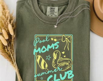 Pool Moms Summer Club Shirt, Mama Tee, Summer Vacation T-Shirt, Beach Trip Shirt, Gift for Mom, Comfort Colors T-Shirt