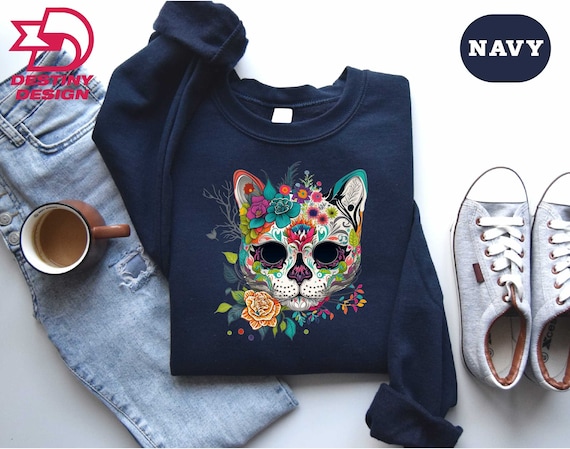 Sugar Skull Cat T Shirt Day Of The Dead Halloween Shirt Sugar Skull Cat T Shirt Day Of The Dead Halloween Shirt