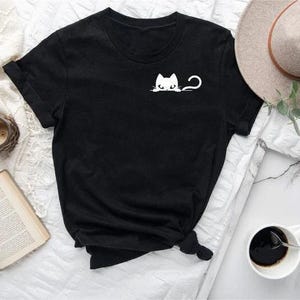 Cat Pocket Shirt, Cat Shirt, Cat Lover Shirt, Pocket Cat Tshirt, Gift for Cat Mom, Kitty in Pocket Tee, Shirt for Cats Lover, Cat Mom Shirt image 1