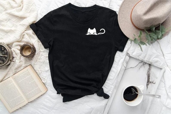 Cat Pocket Shirt, Cat Shirt, Cat Lover Shirt, Pocket Cat Tshirt, Gift for Cat Mom, Kitty in Pocket Tee, Shirt for Cats Lover, Cat Mom Shirt