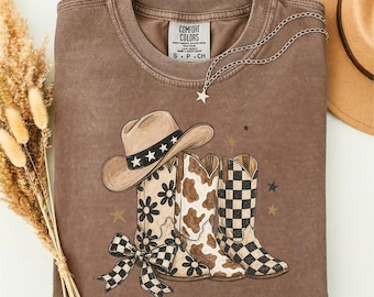 Western Coquette Bow Shirt, Coastal Cowgirl Tee, Cowboy Boot Hat Bow Horseshoe, Western Texas Girl Apparel, Country Woman Shirt