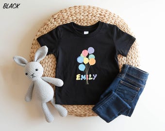 Custom Name Shirt, Personalized Rainbow Balloon Sweater, Custom Toddler Tee, Personalized Sweatshirt, Custom Balloon T-Shirt