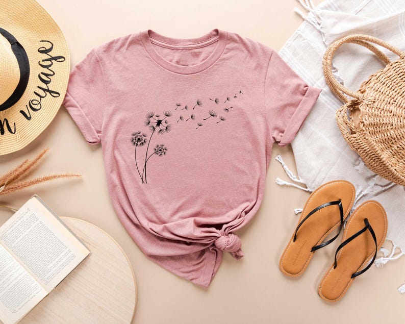 Dandelion Shirt, Inspirational Shirt, Windflower Tee, Meditation Gift, Yoga Shirt, Boho Windflower Shirt, Dandelion Shirt for Her, Bday Tees image 4