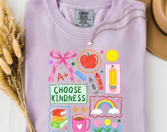 Choose Kindness Shirt, Teacher Appreciation Tee, Cute School T-Shirt, Positive Classroom Shirt, Elementary Teacher Gift, Back to School