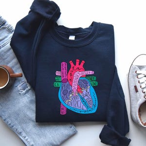 Heart Anatomy Sweatshirt, Cardiac Nursing Gift, Nursing School Shirt, Medical School Student Shirt, Cardiologist Anatomical Heart Shirt