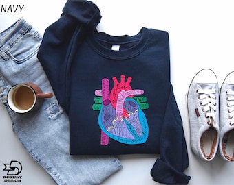 Heart Anatomy Sweatshirt, Cardiac Nursing Gift, Nursing School Shirt, Medical School Student Shirt, Cardiologist Anatomical Heart Shirt