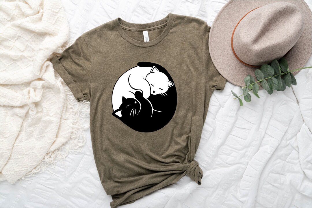 Black Cat Shirt White Cat Shirt Cute Kitty Tee Kitten Etsy